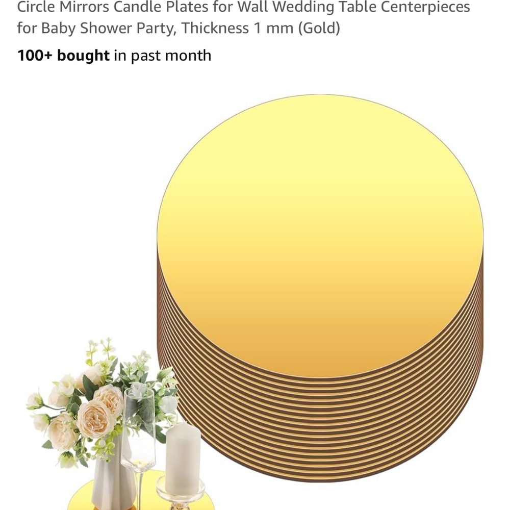 Gold Circle Mirror Candle Plates